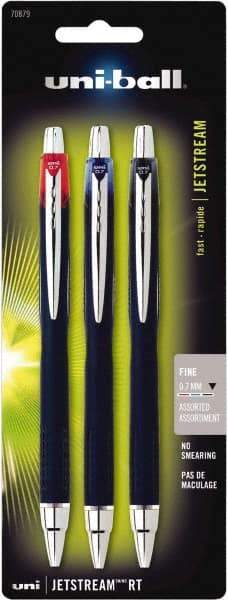 Uni-Ball - Roller Ball 0.7mm Retractable Pen - Black, Red & Blue - Exact Tool & Supply