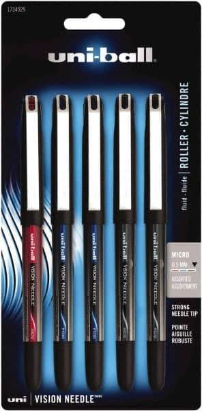 Uni-Ball - Roller Ball 0.5mm Stick Pen - Black, Red & Blue - Exact Tool & Supply