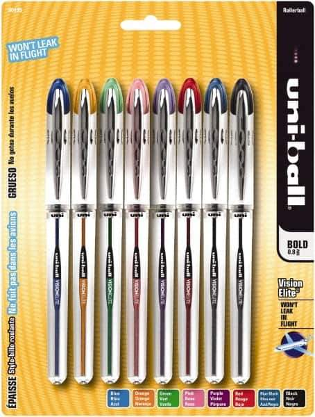 Uni-Ball - Roller Ball 0.5mm Refill Cards - Black, Blue, Black/Blue, Green, Orange, Pink, Purple & Red - Exact Tool & Supply