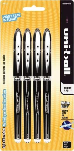 Uni-Ball - Roller Ball 0.5mm Stick Pen - Black - Exact Tool & Supply