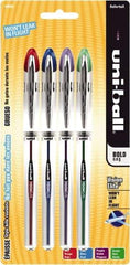 Uni-Ball - Roller Ball 0.8mm Stick Pen - Blue, Green, Purple & Red - Exact Tool & Supply
