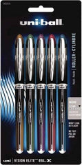 Uni-Ball - Roller Ball 0.5mm Stick Pen - Brown & Black, Green & Black, Purple & Black, Red & Black, Blue & Black - Exact Tool & Supply