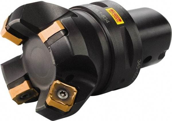 Sandvik Coromant - 50mm Cut Diam, 50mm Arbor Hole, 6mm Max Depth of Cut, 45° Indexable Chamfer & Angle Face Mill - 5 Inserts, 345R-13T5 Insert, Right Hand Cut, Through Coolant, Series CoroMill 345 - Exact Tool & Supply