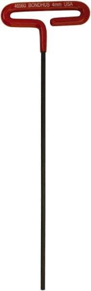 Bondhus - 4mm Hex, T-Handle Cushion Grip, Hex Key - 246mm OAL, Metric System of Measurement - Exact Tool & Supply
