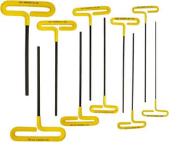 Bondhus - 10 Piece T-Handle Cushion Grip Hex Key Set - Hex Range 3/32 to 3/8" - Exact Tool & Supply