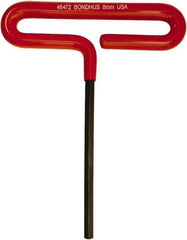 Bondhus - 8mm Hex, T-Handle Cushion Grip, Hex Key - 187mm OAL, Metric System of Measurement - Exact Tool & Supply