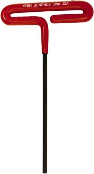 Bondhus - 5mm Hex, T-Handle Cushion Grip, Hex Key - 172mm OAL, Metric System of Measurement - Exact Tool & Supply