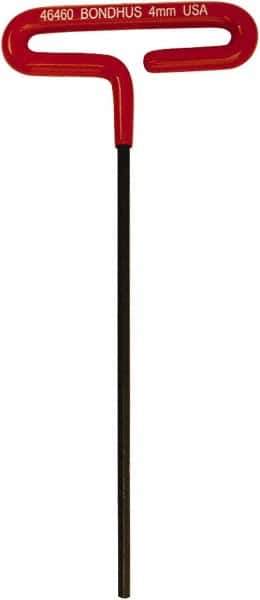 Bondhus - 4mm Hex, T-Handle Cushion Grip, Hex Key - 170mm OAL, Metric System of Measurement - Exact Tool & Supply