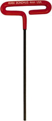 Bondhus - 4mm Hex, T-Handle Cushion Grip, Hex Key - 170mm OAL, Metric System of Measurement - Exact Tool & Supply