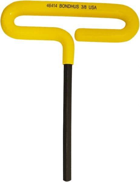 Bondhus - 3/8" Hex, T-Handle Cushion Grip, Hex Key - 191mm OAL, Inch System of Measurement - Exact Tool & Supply