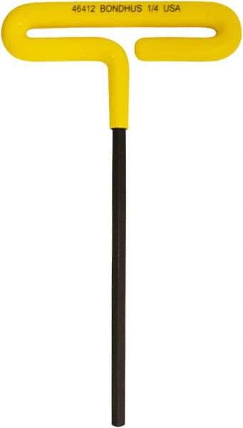 Bondhus - 1/4" Hex, T-Handle Cushion Grip, Hex Key - 175mm OAL, Inch System of Measurement - Exact Tool & Supply