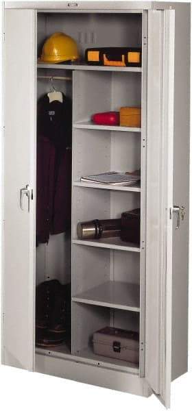 Tennsco - 6 Shelf Combination Storage Cabinet - Steel, 36" Wide x 24" Deep x 78" High, Light Gray - Exact Tool & Supply