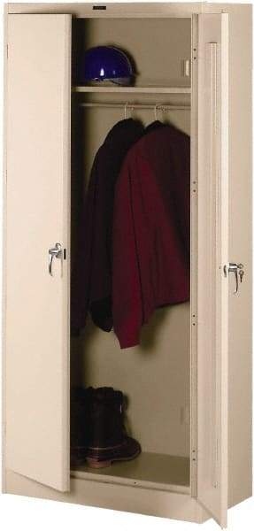 Tennsco - 2 Shelf Wardrobe Storage Cabinet - Steel, 36" Wide x 18" Deep x 78" High, Black - Exact Tool & Supply