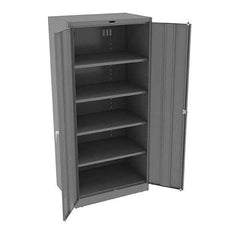 Tennsco - 5 Shelf Locking Storage Cabinet - Steel, 36" Wide x 24" Deep x 78" High, Medium Gray - Exact Tool & Supply