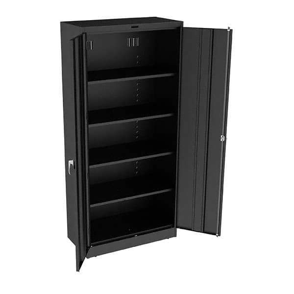 Tennsco - 5 Shelf Locking Storage Cabinet - Steel, 36" Wide x 18" Deep x 78" High, Black - Exact Tool & Supply