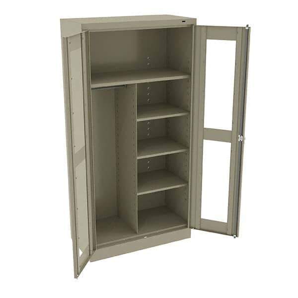 Tennsco - 6 Shelf Combination Storage Cabinet - Steel, 36" Wide x 18" Deep x 72" High, Sand - Exact Tool & Supply