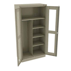 Tennsco - 6 Shelf Combination Storage Cabinet - Steel, 36" Wide x 18" Deep x 72" High, Sand - Exact Tool & Supply