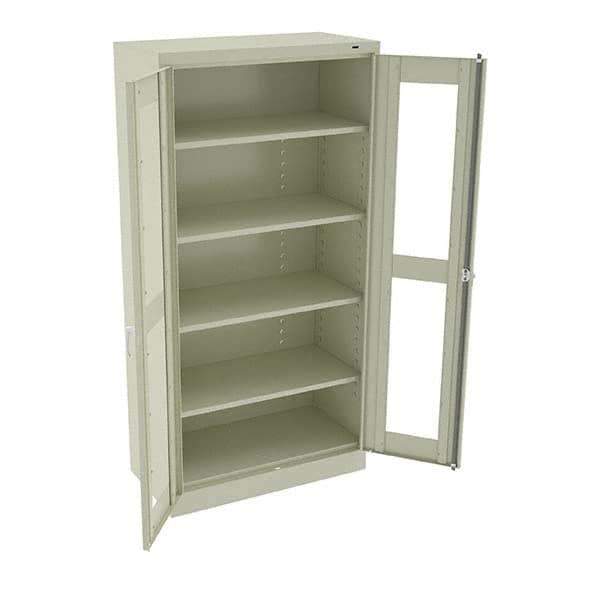 Tennsco - 5 Shelf Visible Storage Cabinet - Steel, 36" Wide x 18" Deep x 72" High, Champagne/Putty - Exact Tool & Supply