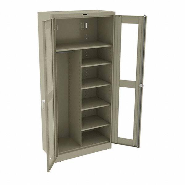 Tennsco - 6 Shelf Combination Storage Cabinet - Steel, 36" Wide x 18" Deep x 78" High, Sand - Exact Tool & Supply