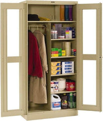 Tennsco - 6 Shelf Combination Storage Cabinet - Steel, 36" Wide x 18" Deep x 78" High, Medium Gray - Exact Tool & Supply