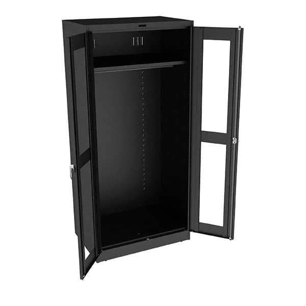 Tennsco - 2 Shelf Wardrobe Storage Cabinet - Steel, 36" Wide x 24" Deep x 78" High, Black - Exact Tool & Supply