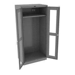 Tennsco - 2 Shelf Wardrobe Storage Cabinet - Steel, 36" Wide x 24" Deep x 78" High, Medium Gray - Exact Tool & Supply