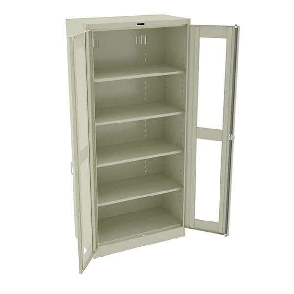 Tennsco - 5 Shelf Visible Storage Cabinet - Steel, 36" Wide x 18" Deep x 78" High, Champagne/Putty - Exact Tool & Supply