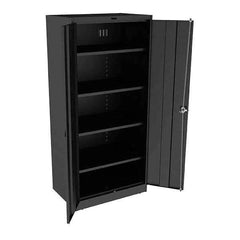 Tennsco - 5 Shelf Locking Storage Cabinet - Steel, 36" Wide x 24" Deep x 78" High, Black - Exact Tool & Supply