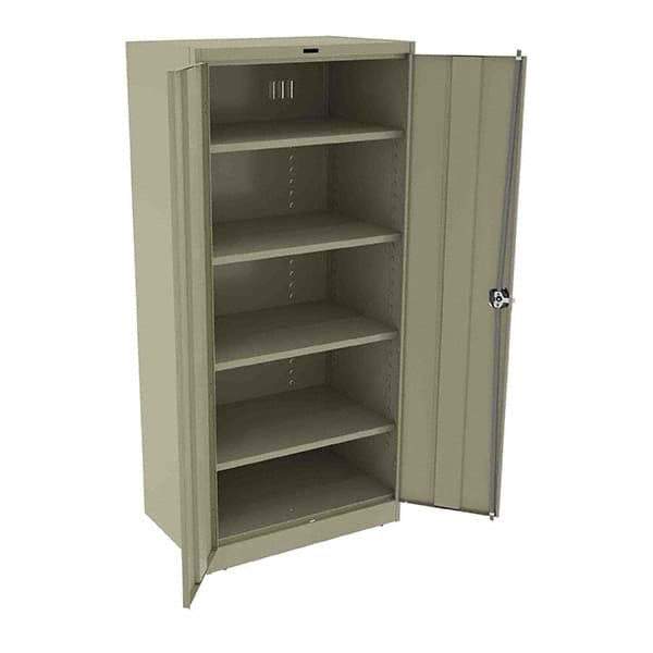 Tennsco - 5 Shelf Locking Storage Cabinet - Steel, 36" Wide x 24" Deep x 78" High, Sand - Exact Tool & Supply