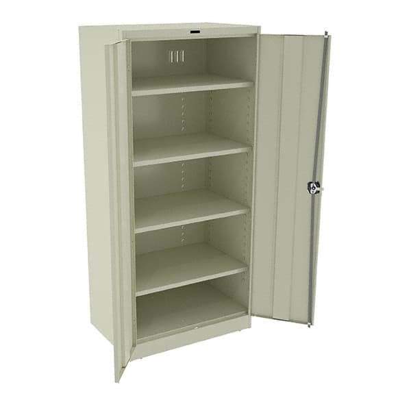 Tennsco - 5 Shelf Locking Storage Cabinet - Steel, 36" Wide x 24" Deep x 78" High, Champagne/Putty - Exact Tool & Supply