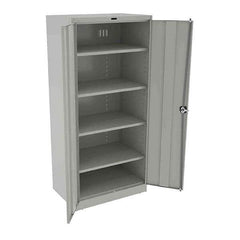 Tennsco - 5 Shelf Locking Storage Cabinet - Steel, 36" Wide x 24" Deep x 78" High, Light Gray - Exact Tool & Supply