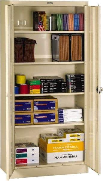 Tennsco - 5 Shelf Locking Storage Cabinet - Steel, 36" Wide x 18" Deep x 78" High, Medium Gray - Exact Tool & Supply