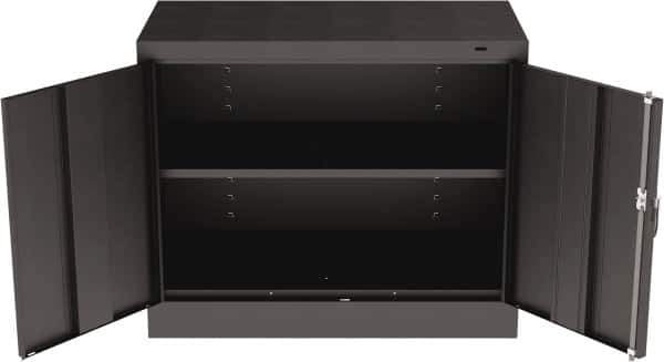Tennsco - 2 Shelf Locking Storage Cabinet - Steel, 36" Wide x 18" Deep x 30" High, Black - Exact Tool & Supply