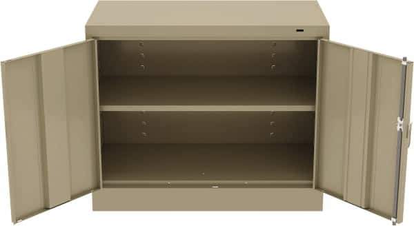 Tennsco - 2 Shelf Locking Storage Cabinet - Steel, 36" Wide x 18" Deep x 30" High, Sand - Exact Tool & Supply