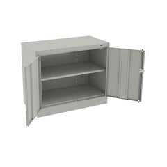 Tennsco - 2 Shelf Locking Storage Cabinet - Steel, 36" Wide x 18" Deep x 30" High, Light Gray - Exact Tool & Supply