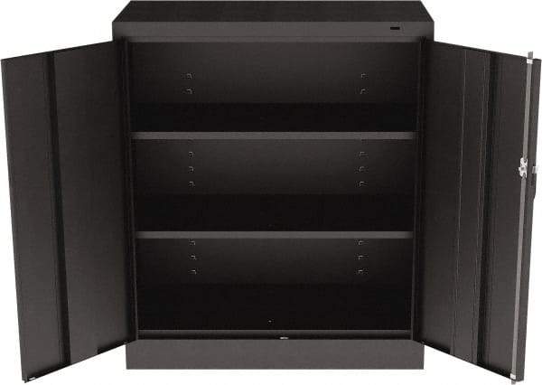 Tennsco - 3 Shelf Locking Storage Cabinet - Steel, 36" Wide x 18" Deep x 42" High, Black - Exact Tool & Supply