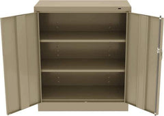 Tennsco - 3 Shelf Locking Storage Cabinet - Steel, 36" Wide x 18" Deep x 42" High, Sand - Exact Tool & Supply
