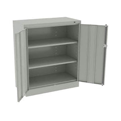 Tennsco - 3 Shelf Locking Storage Cabinet - Steel, 36" Wide x 18" Deep x 42" High, Light Gray - Exact Tool & Supply