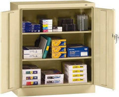 Tennsco - 3 Shelf Locking Storage Cabinet - Steel, 36" Wide x 18" Deep x 42" High, Medium Gray - Exact Tool & Supply