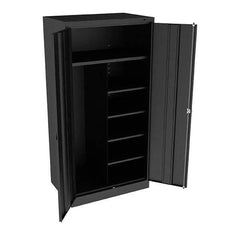Tennsco - 6 Shelf Combination Storage Cabinet - Steel, 36" Wide x 24" Deep x 72" High, Black - Exact Tool & Supply