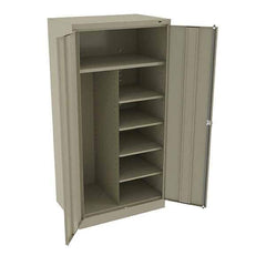 Tennsco - 6 Shelf Combination Storage Cabinet - Steel, 36" Wide x 24" Deep x 72" High, Sand - Exact Tool & Supply