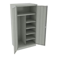 Tennsco - 6 Shelf Combination Storage Cabinet - Steel, 36" Wide x 24" Deep x 72" High, Light Gray - Exact Tool & Supply
