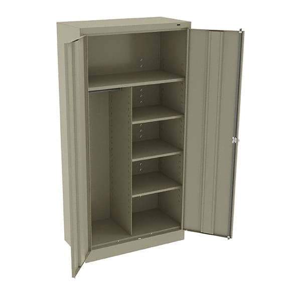 Tennsco - 6 Shelf Combination Storage Cabinet - Steel, 36" Wide x 18" Deep x 72" High, Sand - Exact Tool & Supply