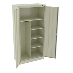 Tennsco - 6 Shelf Combination Storage Cabinet - Steel, 36" Wide x 18" Deep x 72" High, Champagne/Putty - Exact Tool & Supply
