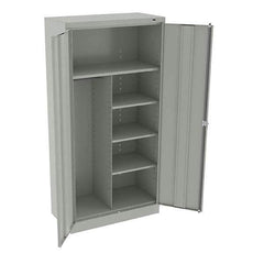 Tennsco - 6 Shelf Combination Storage Cabinet - Steel, 36" Wide x 18" Deep x 72" High, Light Gray - Exact Tool & Supply