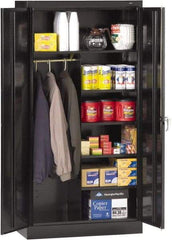 Tennsco - 6 Shelf Combination Storage Cabinet - Steel, 36" Wide x 18" Deep x 72" High, Medium Gray - Exact Tool & Supply