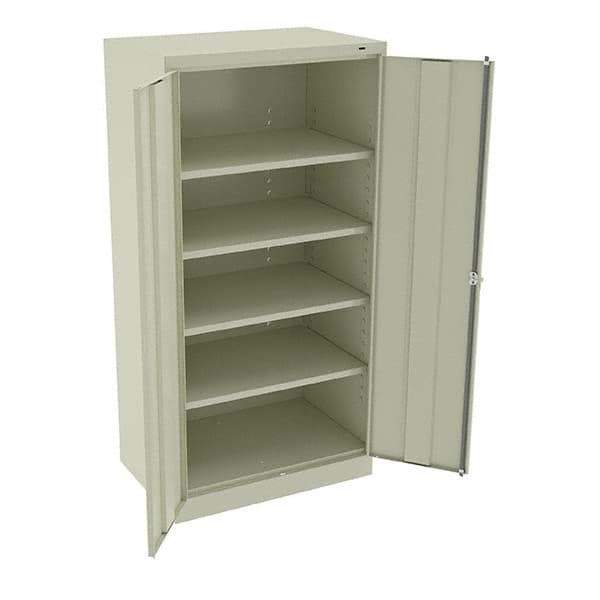 Tennsco - 5 Shelf Locking Storage Cabinet - Steel, 36" Wide x 24" Deep x 72" High, Champagne/Putty - Exact Tool & Supply