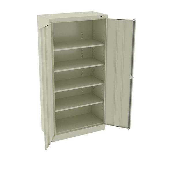 Tennsco - 5 Shelf Locking Storage Cabinet - Steel, 36" Wide x 18" Deep x 72" High, Champagne/Putty - Exact Tool & Supply
