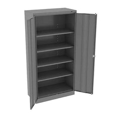 Tennsco - 5 Shelf Locking Storage Cabinet - Steel, 36" Wide x 18" Deep x 72" High, Medium Gray - Exact Tool & Supply