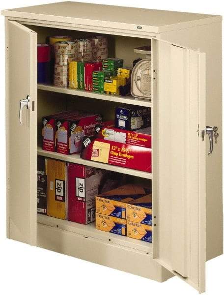 Tennsco - 3 Shelf Locking Storage Cabinet - Steel, 36" Wide x 24" Deep x 42" High, Black - Exact Tool & Supply